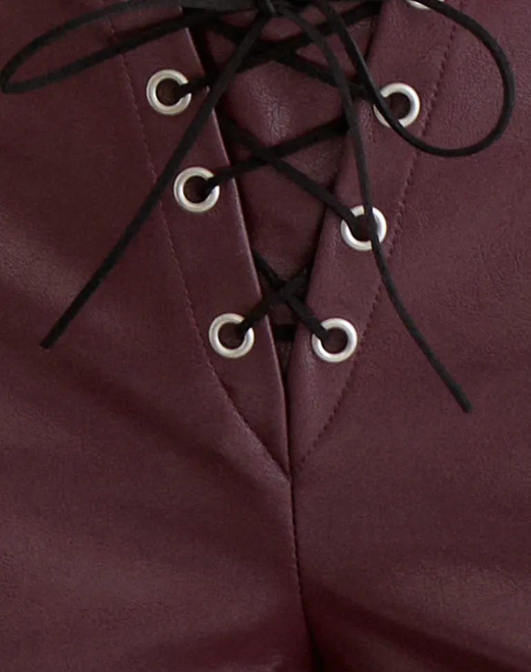 Yakko Lace Up Micro Short in PU Plum