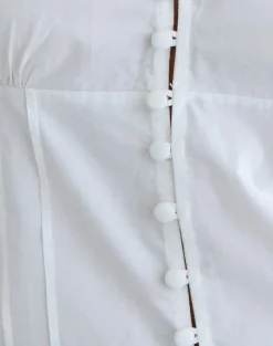 Yamila Puff Sleeve Keyhole Blouse in White