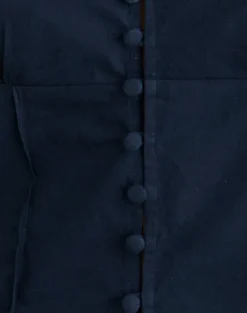 Yamila Puff Sleeve Keyhole Blouse in Dark Navy