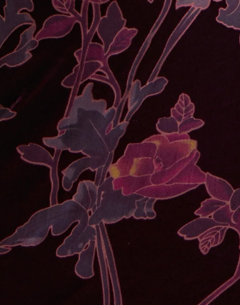 Yamira Maxi Dress in Floral Devore Burgundy
