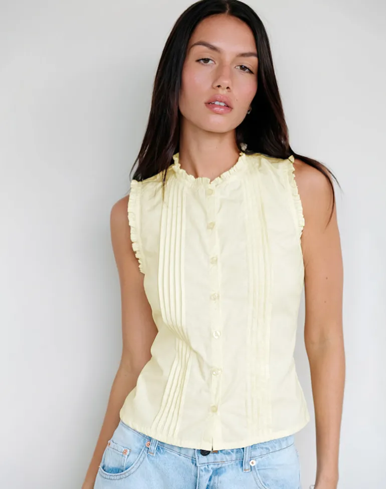 Yara Blouse in Poplin Lemon