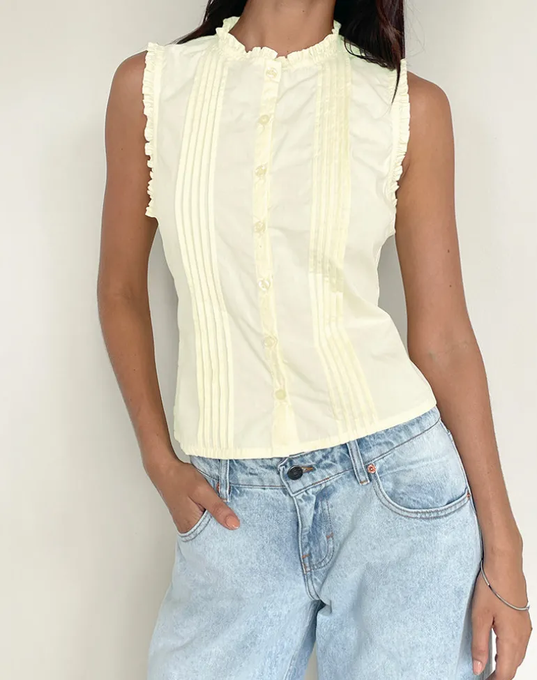 Yara Blouse in Poplin Lemon