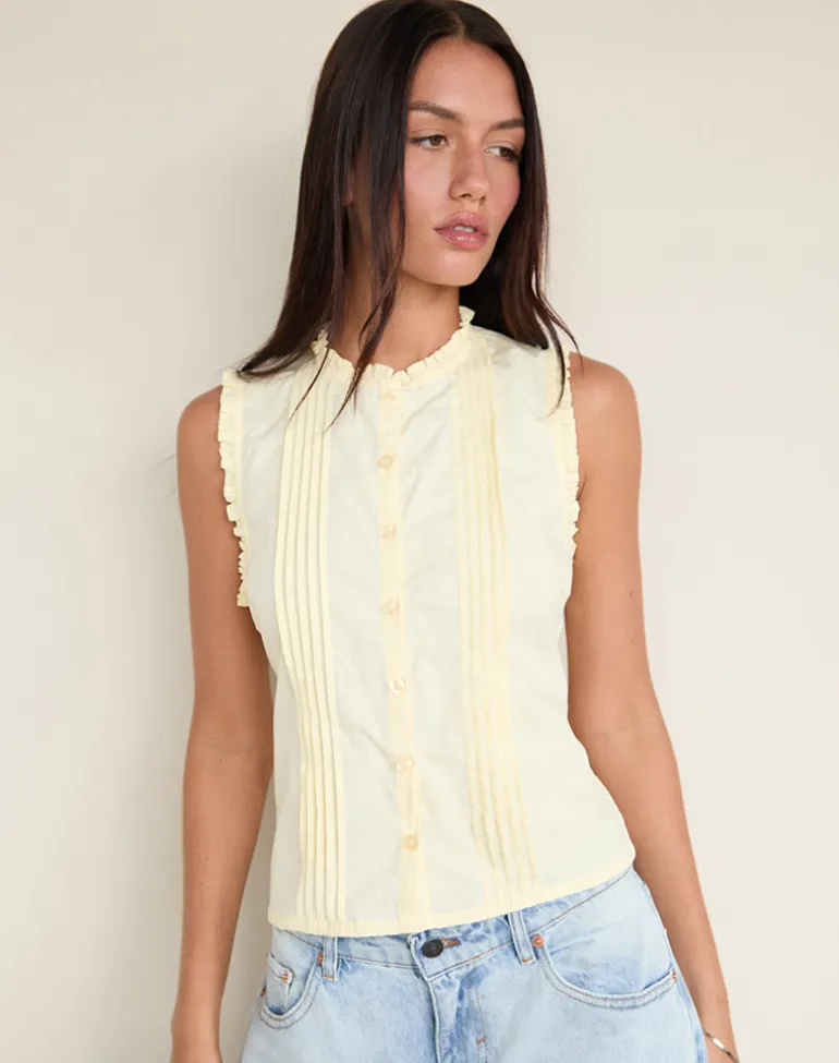 Yara Blouse in Poplin Lemon