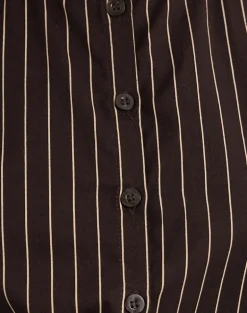 Yarala Blouse in Mono Pinstripe Chocolate