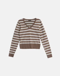 Yasra Jumper in Stripe Knit Brown and Yellow
