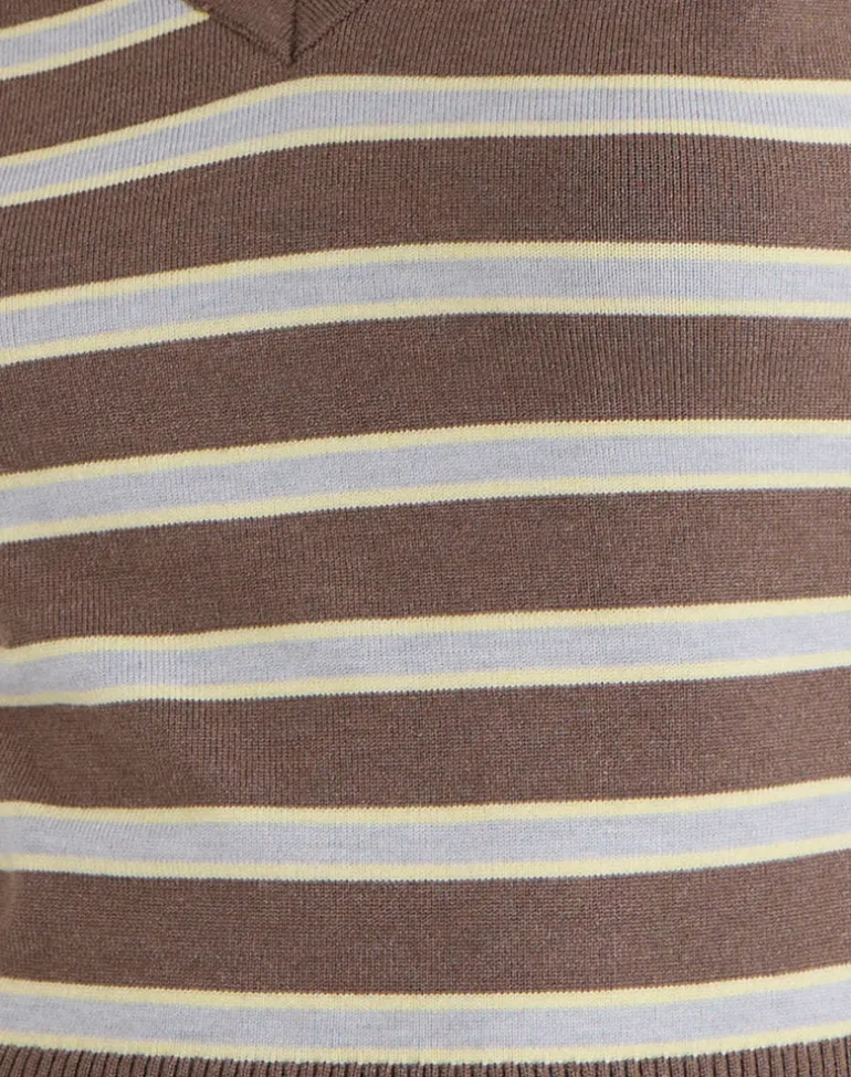 Yasra Jumper in Stripe Knit Brown and Yellow