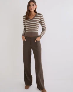 Yasra Jumper in Stripe Knit Brown and Yellow