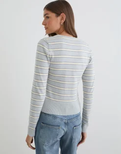 Yasra Jumper in Stripe Knit Cream Grey