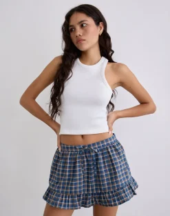 Yasumi Mini Skirt in Medium Tartan Blue