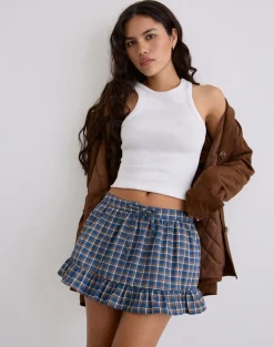 Yasumi Mini Skirt in Medium Tartan Blue