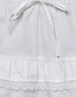 Yasu Ruffle Hem Mini Skirt in Poplin White