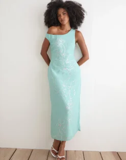 Yelsa Maxi Dress in Chiffon Floral Sequin Turquoise