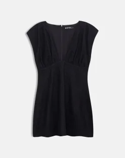 Yenna Plunge Mini Dress in Floral Lace Black