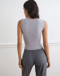 Yetta Double Studded Vest Top in Lilac Grey