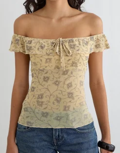 Yoda Top in Winding Ivy Pale Yellow