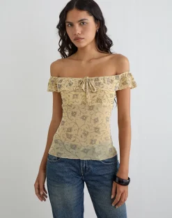 Yoda Top in Winding Ivy Pale Yellow
