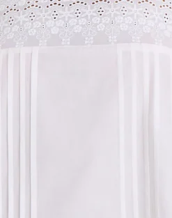 Yoshiko Broderie Trim Mini Dress in White