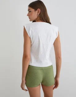 Yoshino Plunge Top in Broderie White
