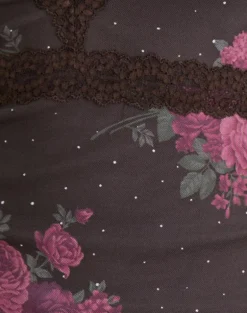 Yudo Top in Brown with Pink Polka Dots and Roses Print