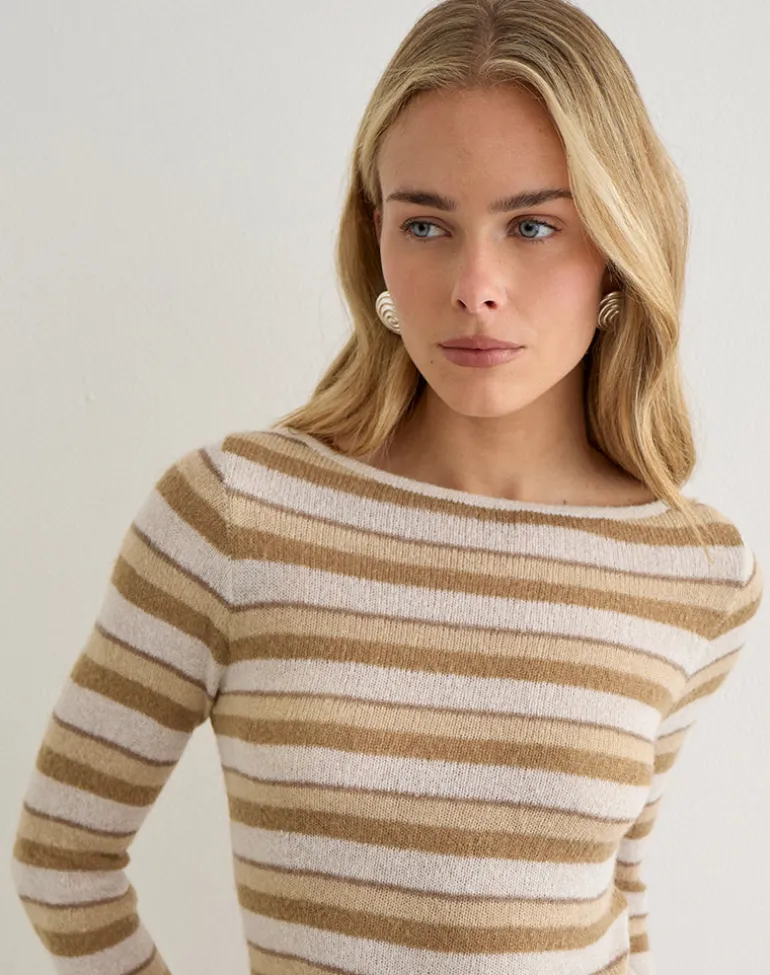Yukara Long Sleeve Top in Knit Tonal Stripe