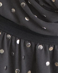 Yukina Mini Dress in Studded Chiffon Dark Grey