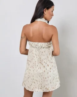 Yukio Bandeau Mini Dress in Ivory Bambi Print