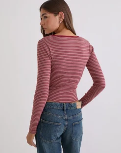 Yusi Long Sleeve Top in Burgundy Stripe