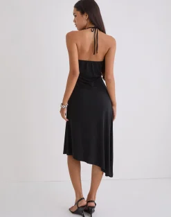 Zavine Midi Dress in Cupro Diamante Flower Black