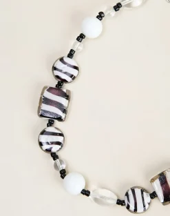 Zebra Glass Beaded Necklace