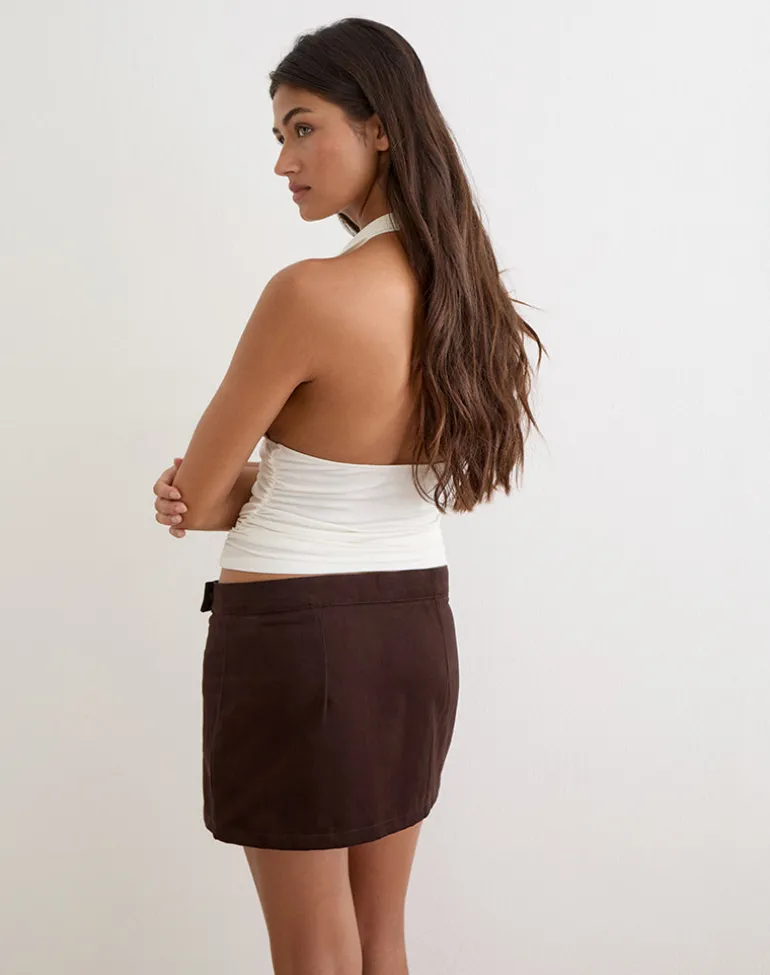 Ziphy Mini Skirt in Peach Twill Brown