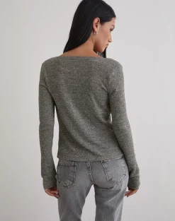 Zoril Twist Top in Glitter Knit Khaki
